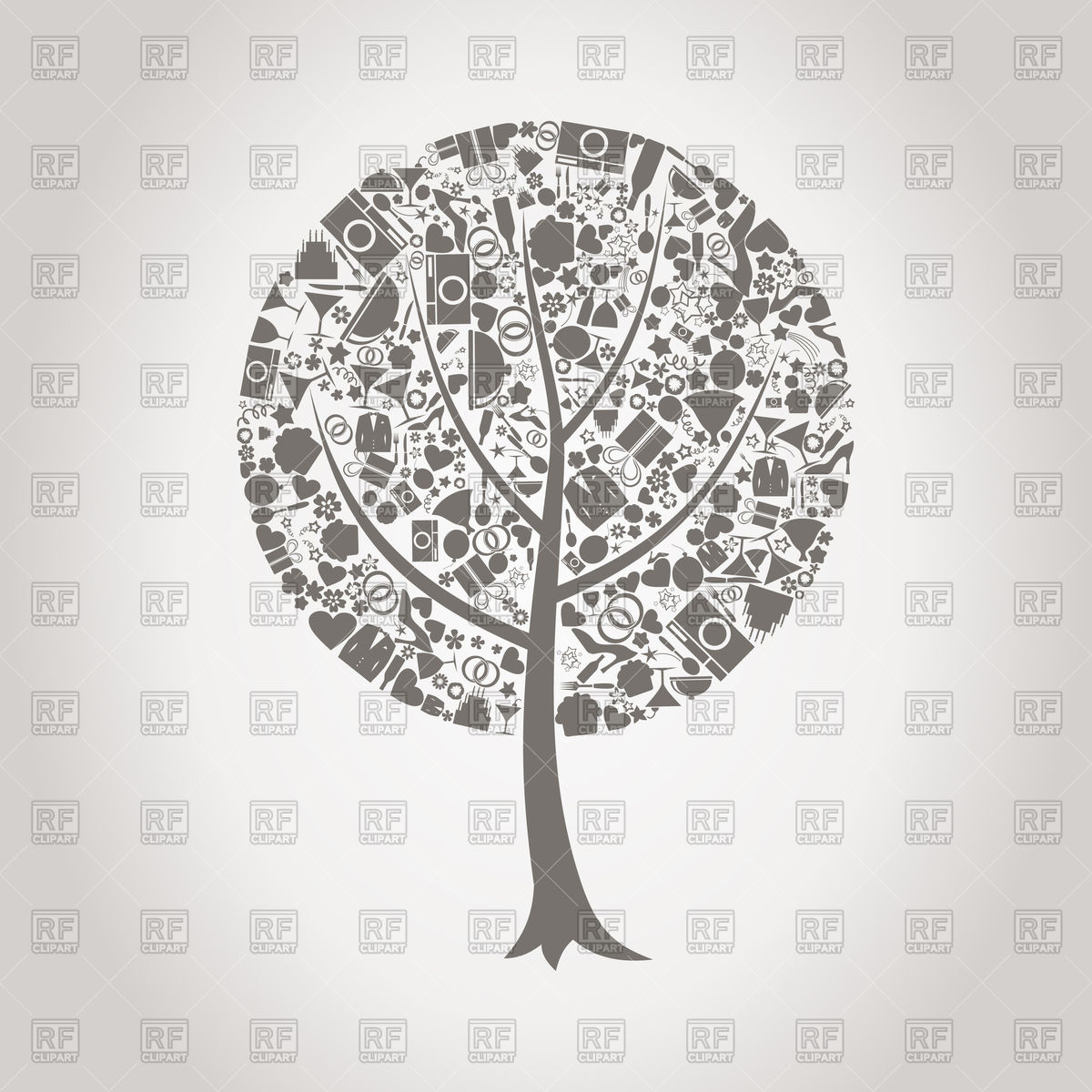 1200x1200 Tree Made Of Wedding Icons Vector Image Vector Artwork Of Design