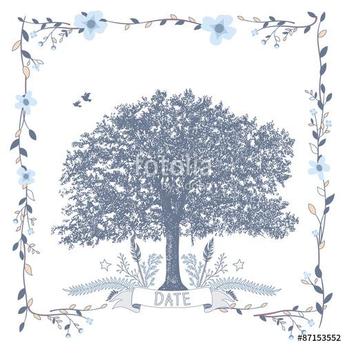 500x500 Wedding Seating Chart. Includes Tables List, Tree, Birds And