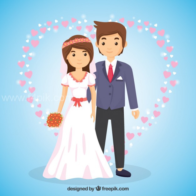 626x626 Vector ] Wedding Couple In Love In Cartoon Style Free Download