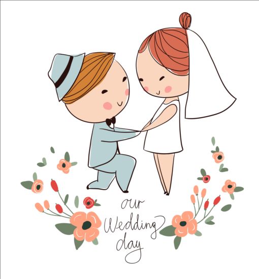 510x550 Cute Wedding Card Hand Drawn Vector 16 Free Download