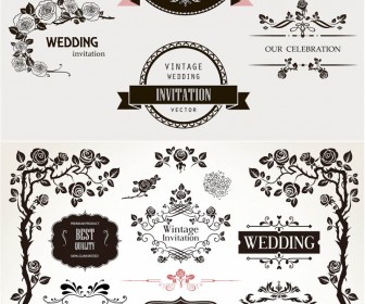 336x280 Decorative Floral Wedding Design Elements Vector Graphics Vector