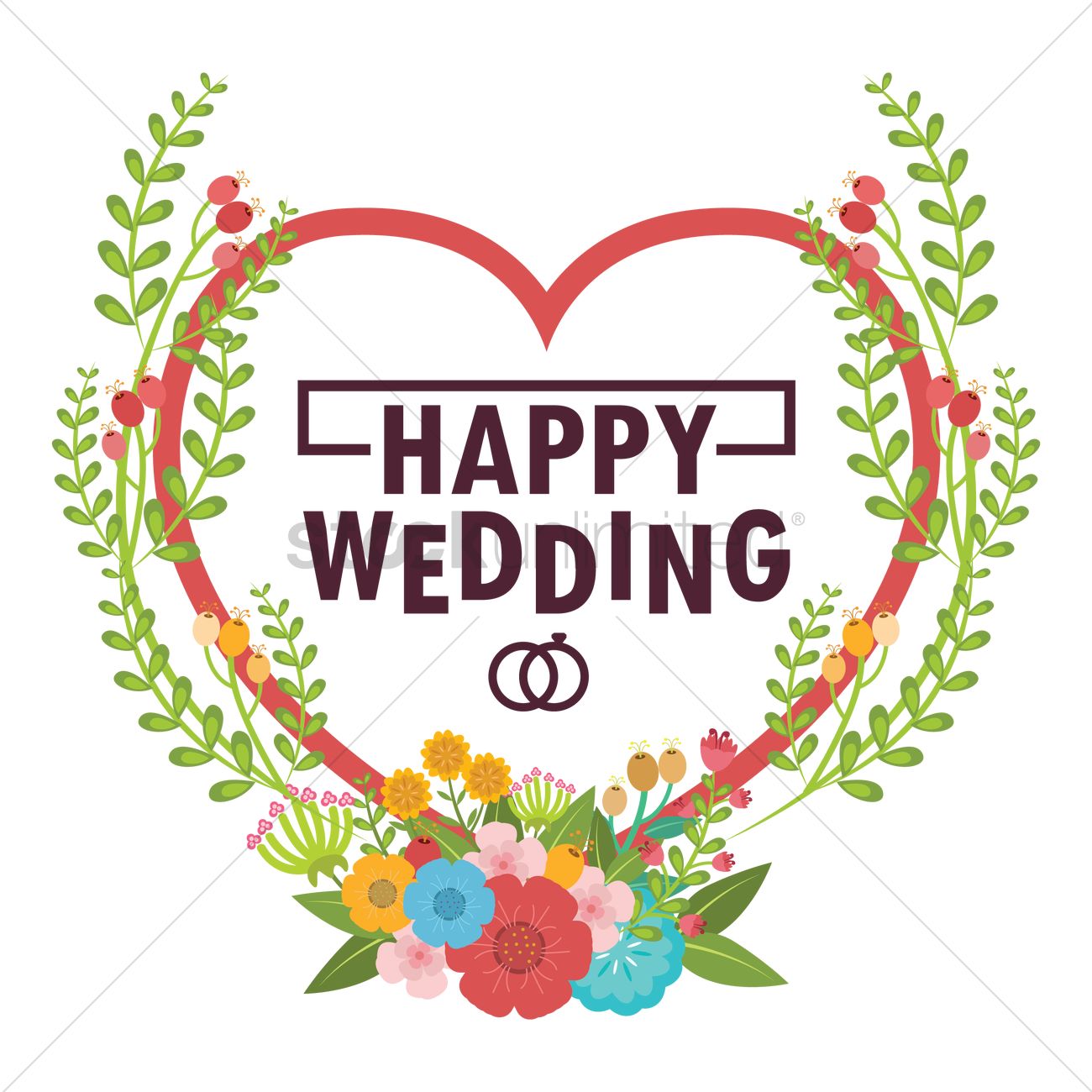 1300x1300 Happy Wedding Vector Image