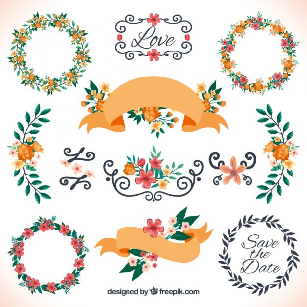 626x626 Ai] Floral Decoration For Wedding Vector Free Download