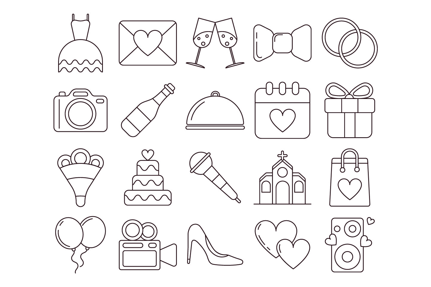 1440x960 Wedding Vector Free Icon Set