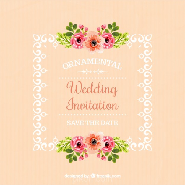 626x626 Ai] Wedding Invitation Of Frame With Floral Details Vector Free