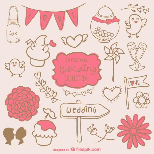 626x626 Romantic Wedding Graphics Set Vector Free Download