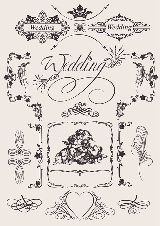 543x768 Vector Vintage Wedding Pattern Elements Free Vector Graphics