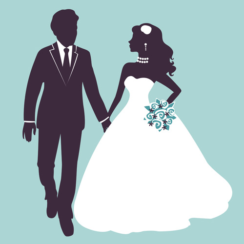 500x500 Sina With Bride Wedding Vector Silhouettes 01 Free Download