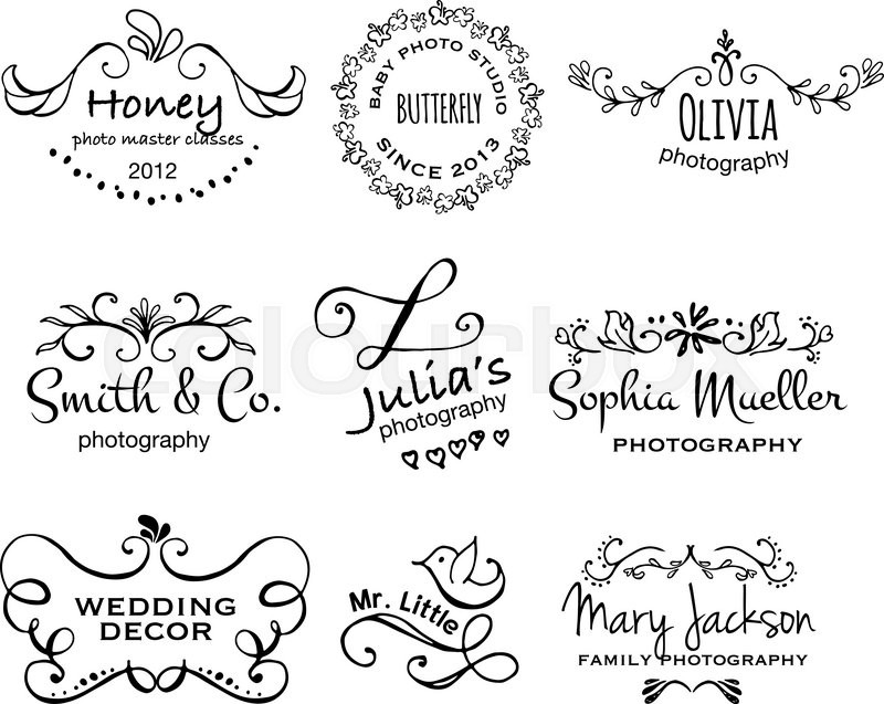 800x637 Vector Collection Of Photography Hand Drawn Logo Templates