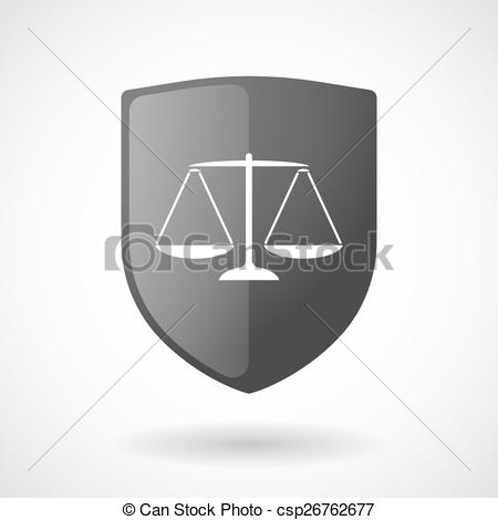 450x470 Shield Icon With A Weight Scale. Illustration Of A Shield Icon