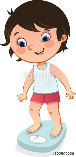244x500 Clever Boy Checking His Weight. (Vector Illustration) Stock Image