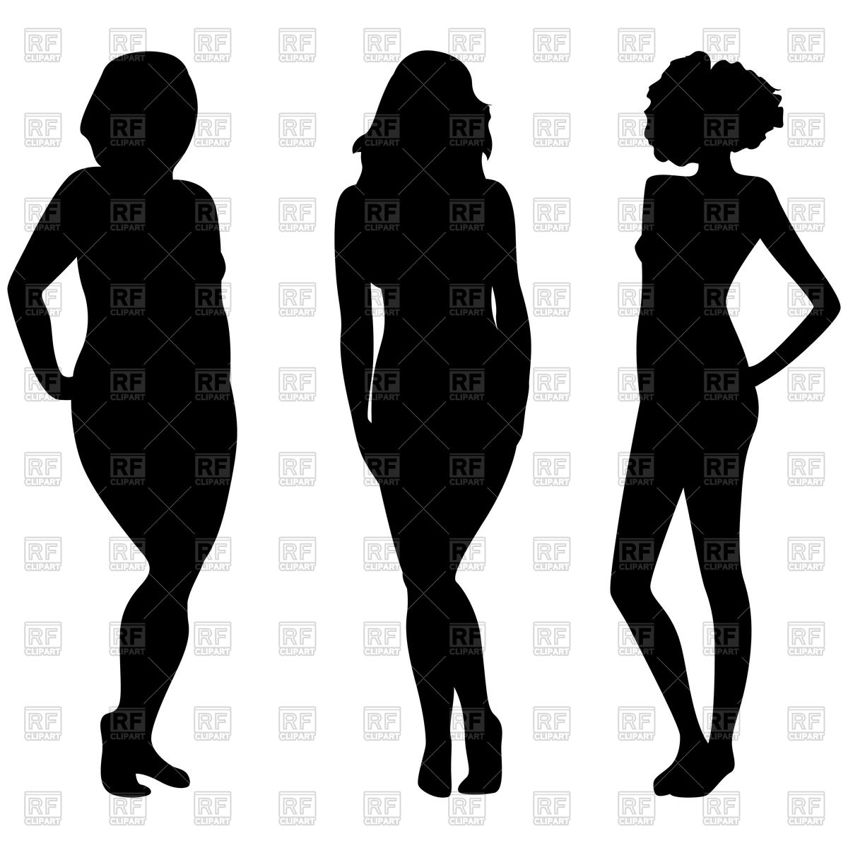 1200x1200 Female Silhouettes With Different Weight Vector Image Vector