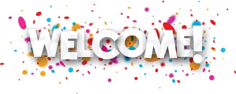 800x321 Welcome Paper Banner With Color Drops. Vector Illustration
