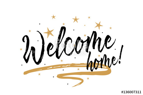500x334 Welcome Home. Beautiful Greeting Card Scratched Calligraphy Black