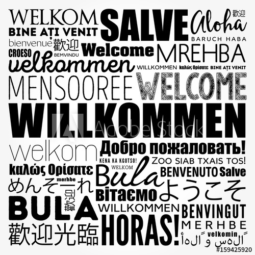 500x500 Willkommen, Welcome In German, Word Cloud In Different Languages