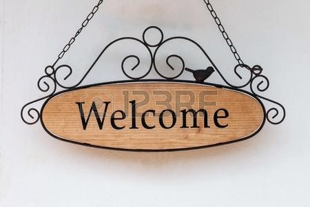 450x300 Wood Welcome Sign Hanging On Wall Of Restaurant Wooden Vector