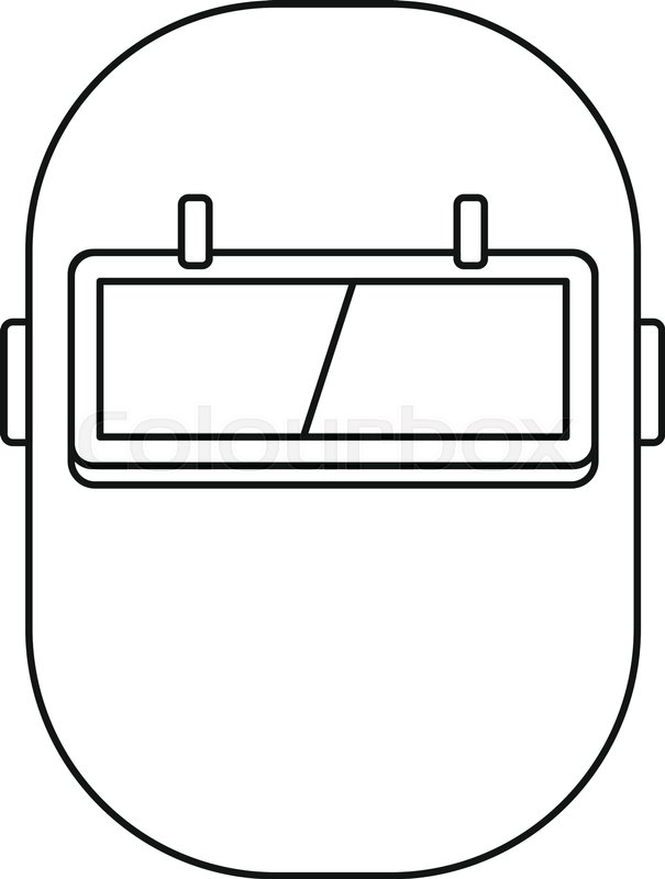 605x800 Welding Mask Icon In Outline Style Isolated Vector Illustration