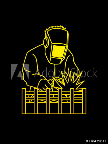 375x500 Welding With Sparks Outline Graphic Vector.