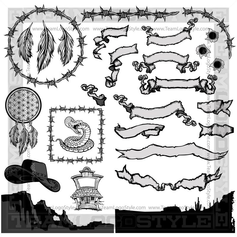 800x800 Western Clip Art Elements