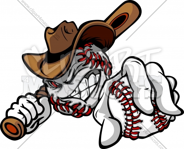590x478 Baseball Cowboy Logo Graphic Vector Cartoon