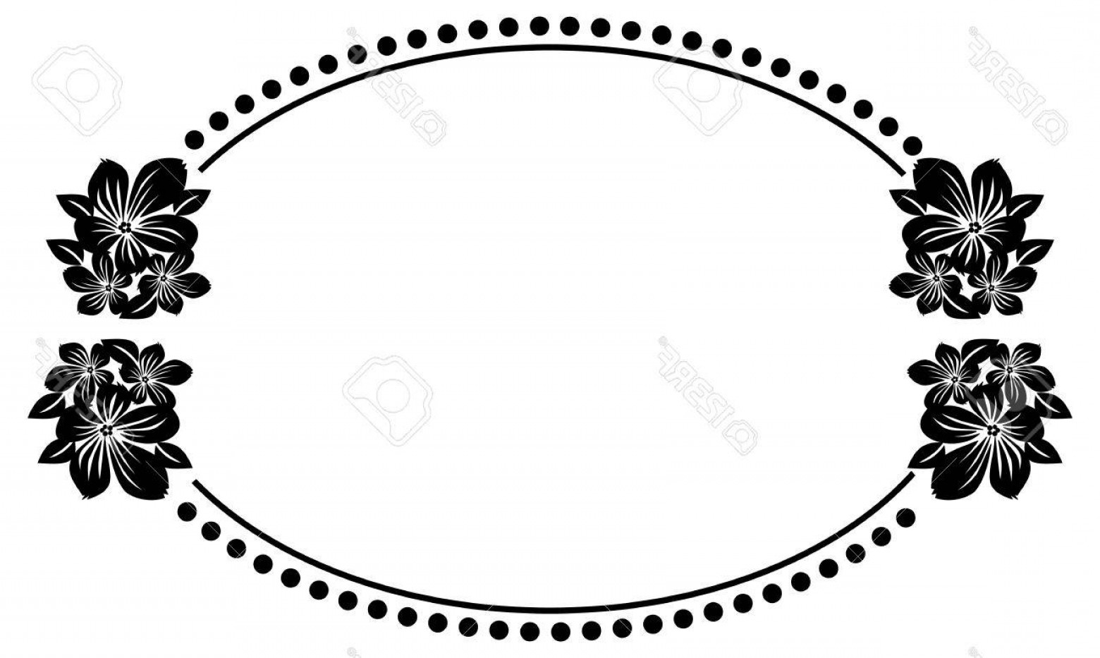 1560x933 Photostock Vector Black And White Oval Frame With Abstract Flowers