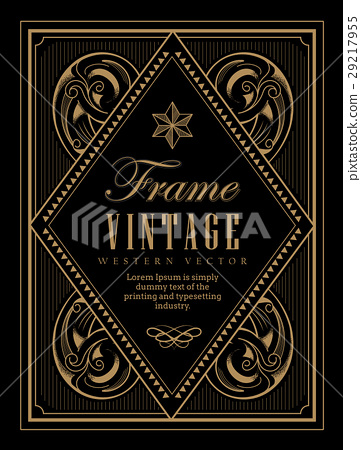 361x450 Vintage Frame Label Western Retro Border Antique