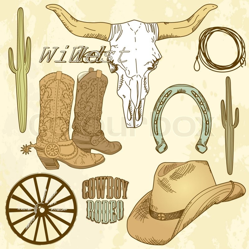 800x800 Wild West Western Set Stock Vector Colourbox