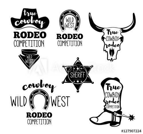 500x467 Wild West. Set Of Vintage Rodeo Emblems, Labels, Logos, Badges And