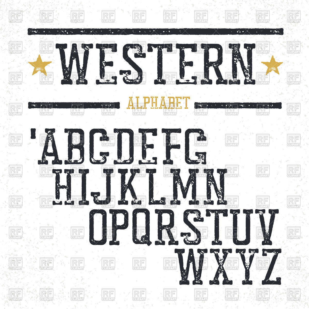 1200x1200 Western Alphabet, Letters In Grunge Style Vector Image Vector
