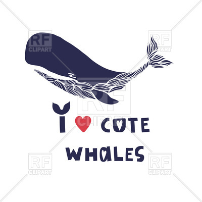 400x400 I Love Whales Lettering With Cute Big Blue Whale Vector Image