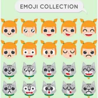 336x336 Free Vector Whats App Girls And Cats Emoji Collection