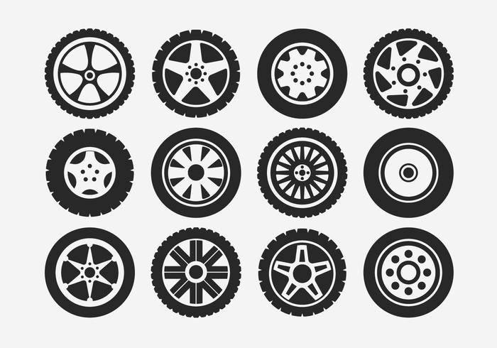 700x490 Hubcap Tire And Wheel Icons Set