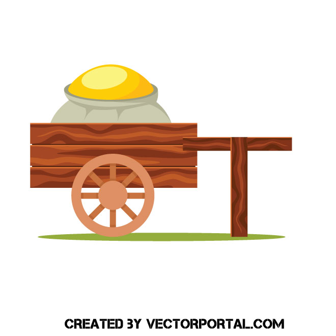 660x660 Wooden Wheelbarrow Vector Image