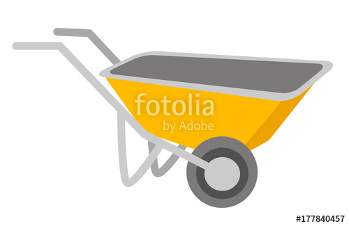 500x325 Yellow Wheelbarrow Vector Cartoon Illustration Isolated On White