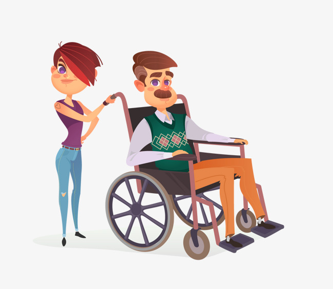 650x564 Grandpa In A Wheelchair, Vector Diagram, Character, Disabled