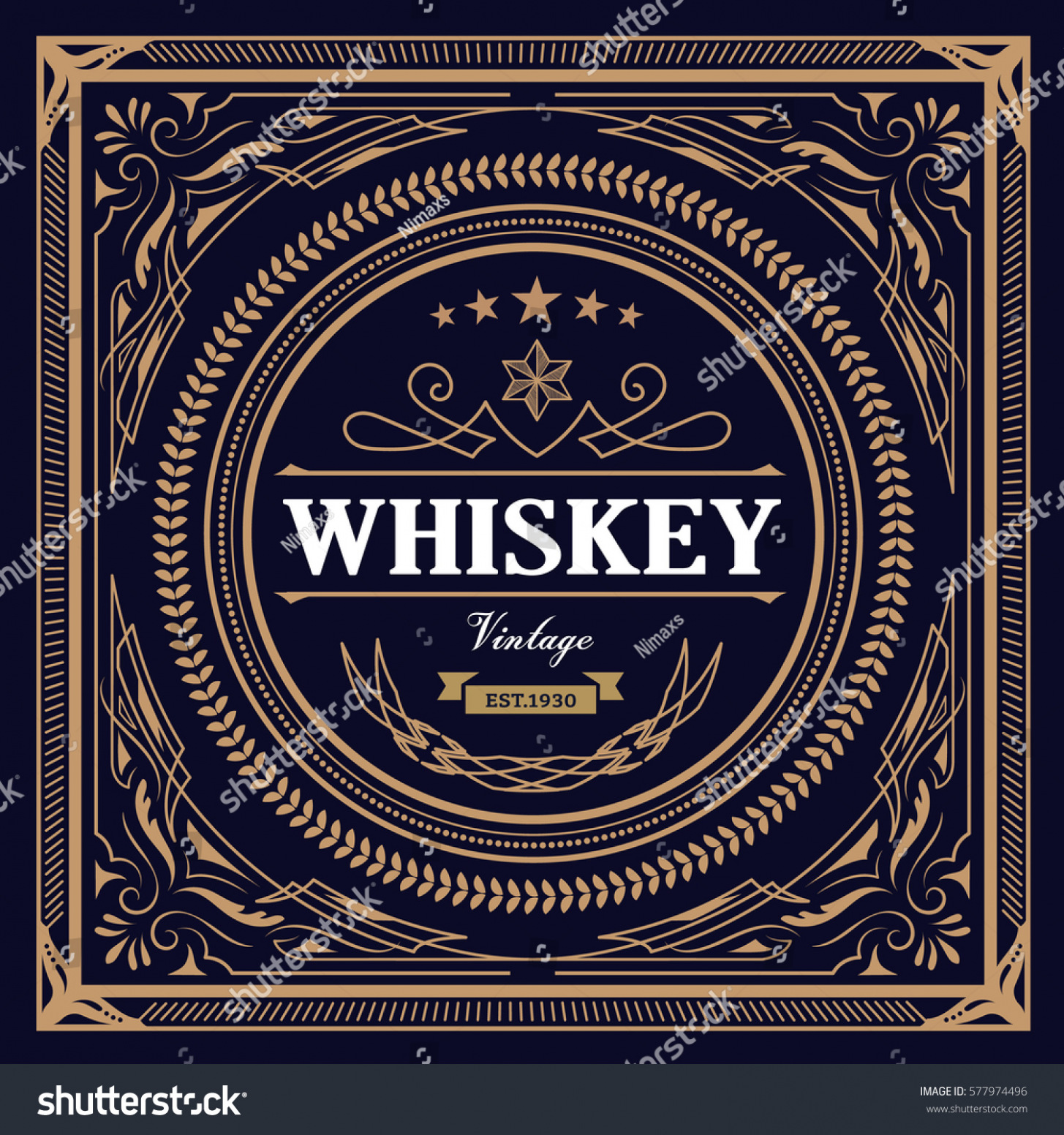 1455x1552 Get Whiskey Label Vintage Design Retro Vector Stock Vector Top