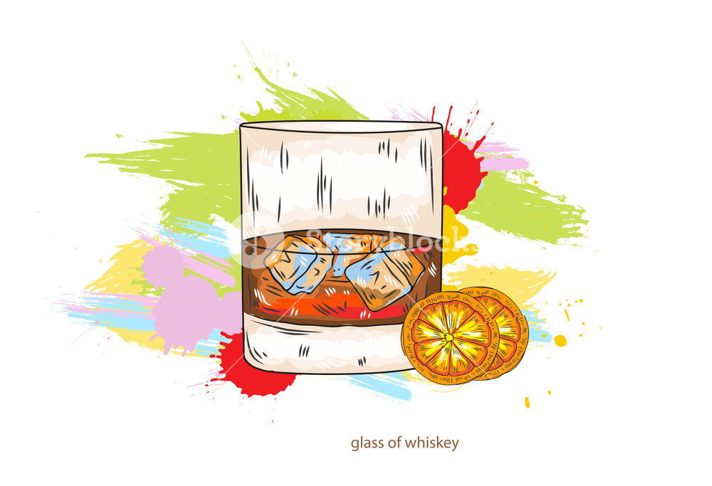 1000x683 Glass Of Whiskey Vector Illustration Royalty Free Stock Image