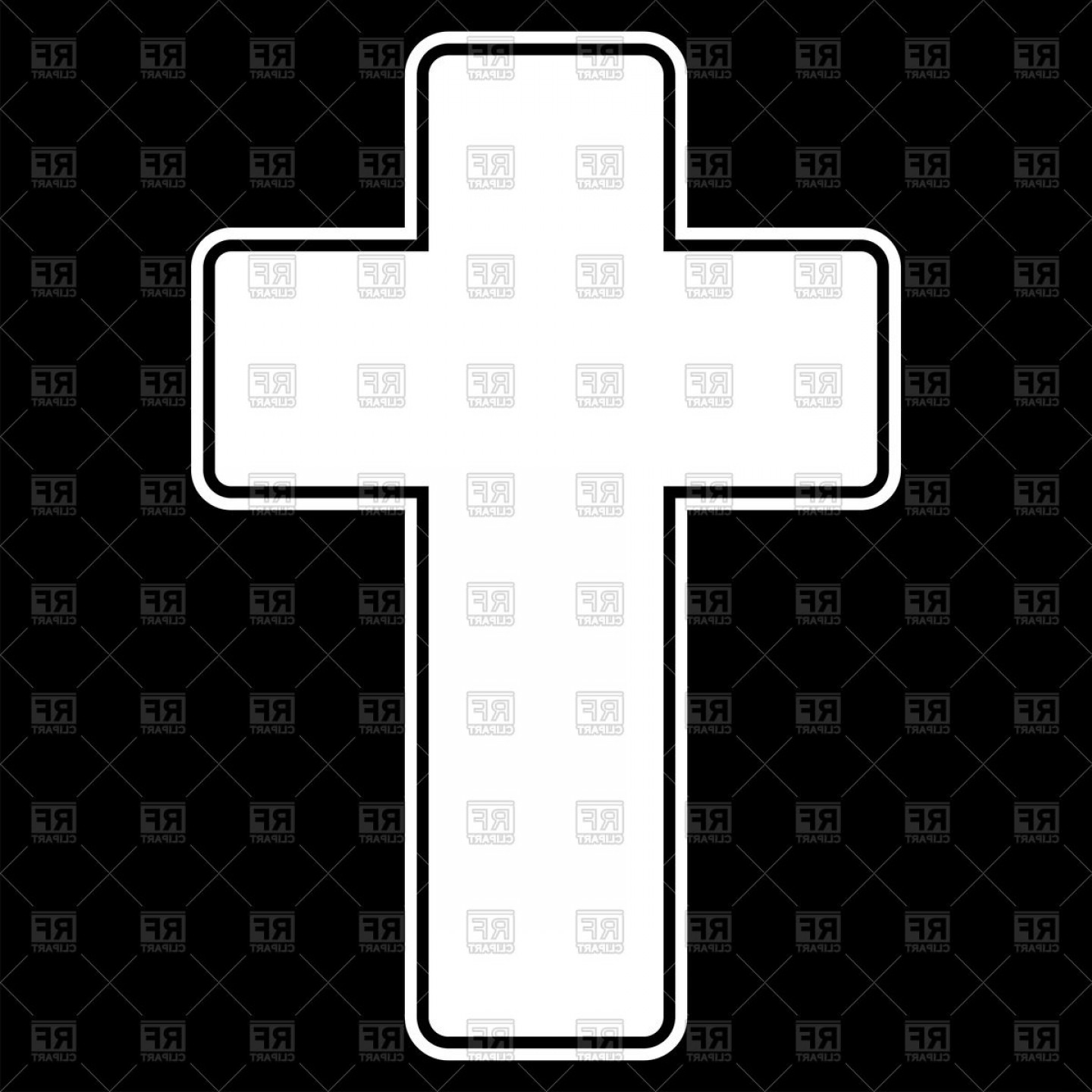 1440x1440 Church Cross White Icon On Black Background Vector Clipart