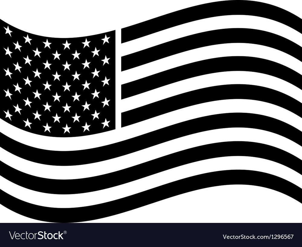 1000x820 Waving American Flag Vector 1296567 Black And White