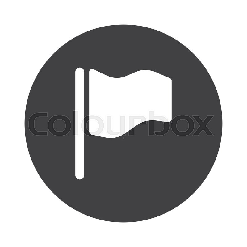 800x800 White Flag Icon On Black Button Isolated On White Stock Vector