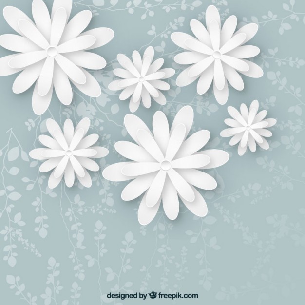 626x626 White Flowers Background Vector Free Download