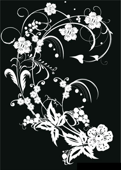 400x563 Black Amp White Flower Vector Art