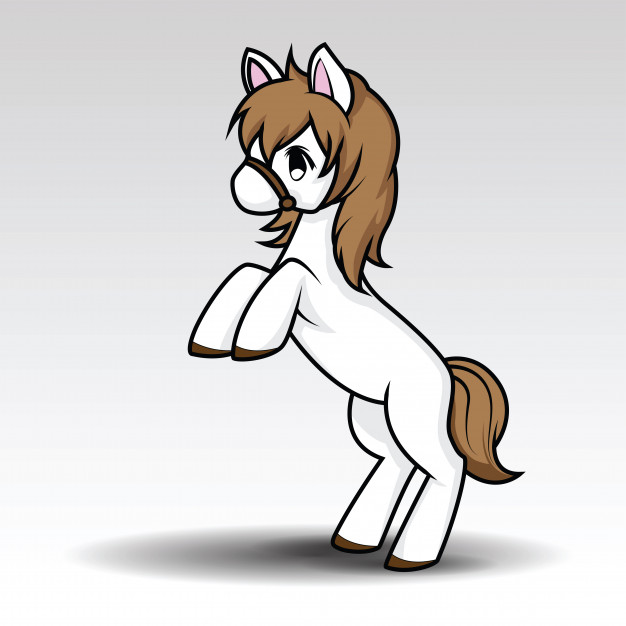 626x626 Cute White Horse Cartoon., Vector Vector Premium Download
