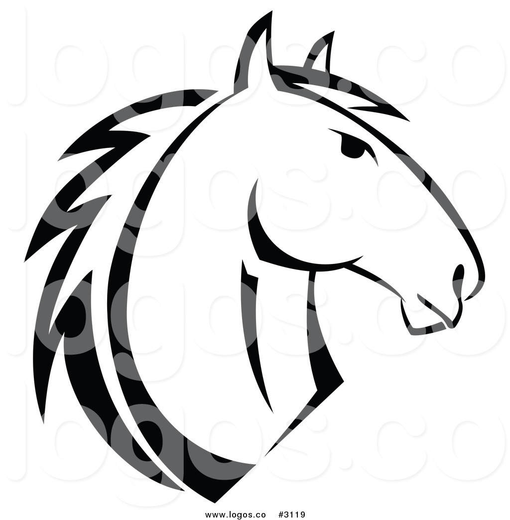 1024x1044 Royalty Free Vector Of A Black And White Horse Logo By Vector