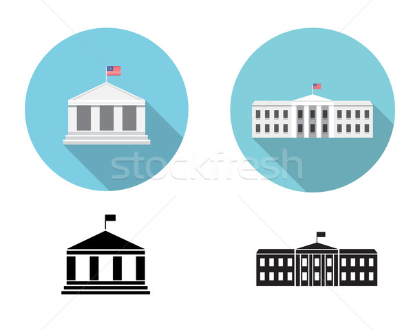 600x480 White House Icons In Flat And Silhouette Style Vector Illustration