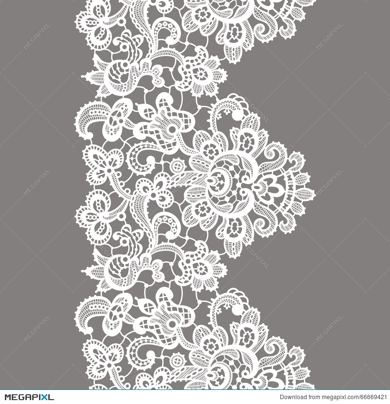 800x830 Vector White Lace Border. Seamless Pattern. Illustration 66669421
