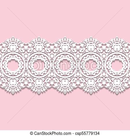 450x470 White Lace Border With Shadow, Ornamental Paper Line, Vector