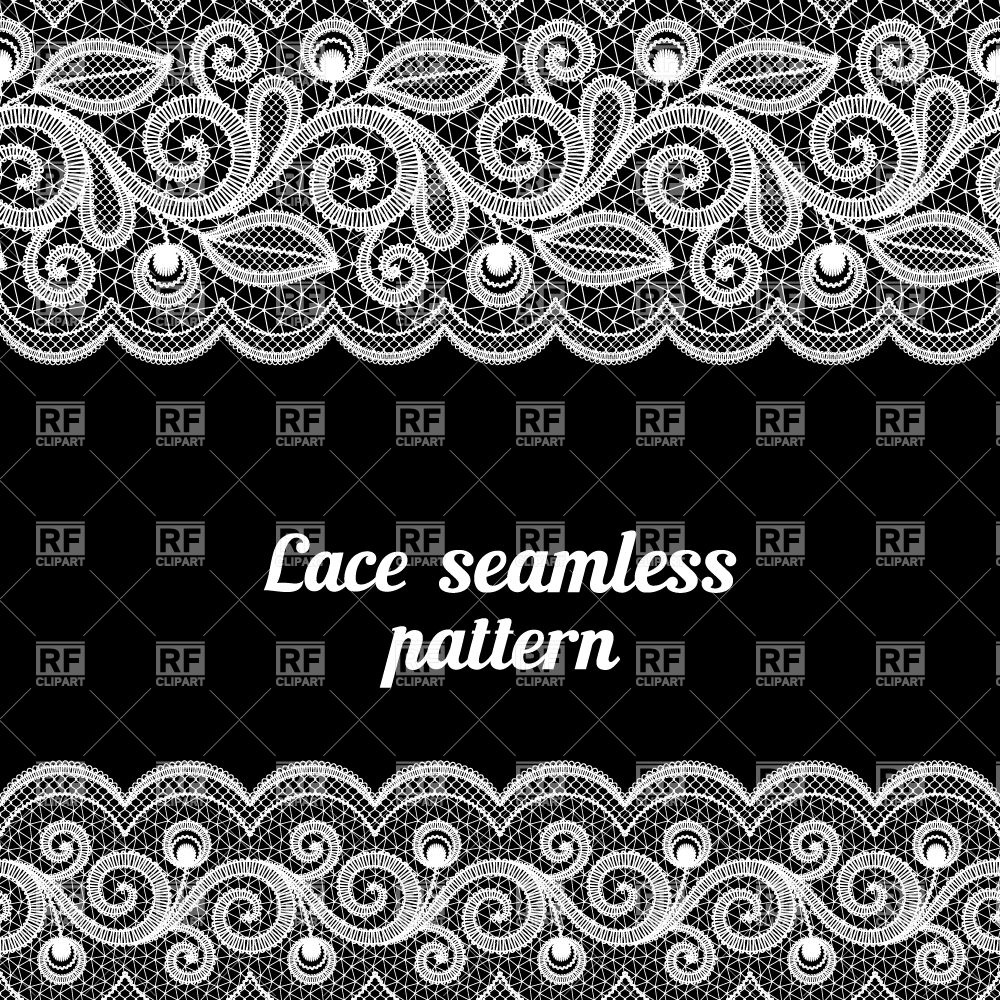 1000x1000 White Lace Seamless Border On Black Background Vector Image