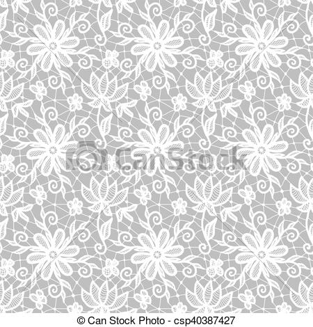 450x470 Seamless White Lace Background With Floral Pattern Vector