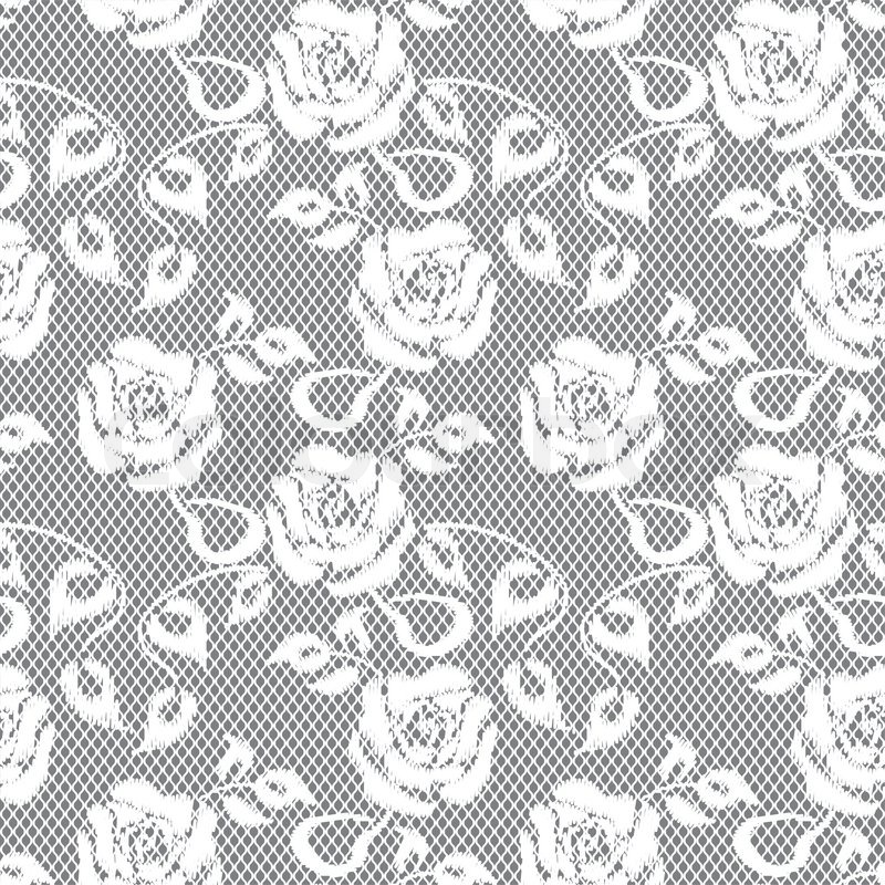 800x800 White Lace Seamless Pattern On Gray Background Stock Vector